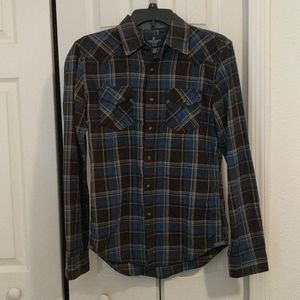 AEO plaid button up in blue & yellow 🤠 🐎